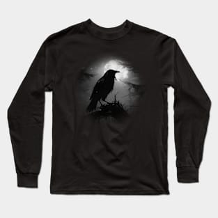 epic crow and moon Long Sleeve T-Shirt